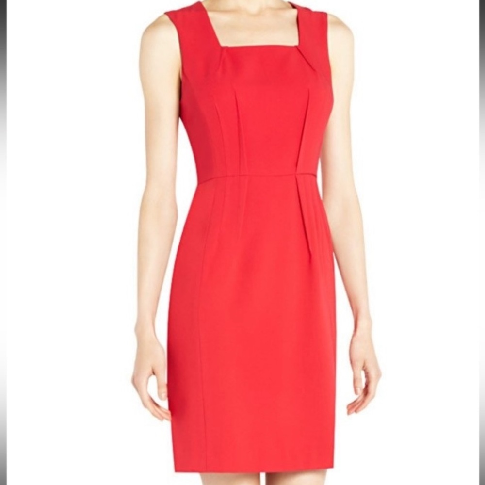 NWOT BCBG Max Azria red zipper back sheath dress. Size 06.